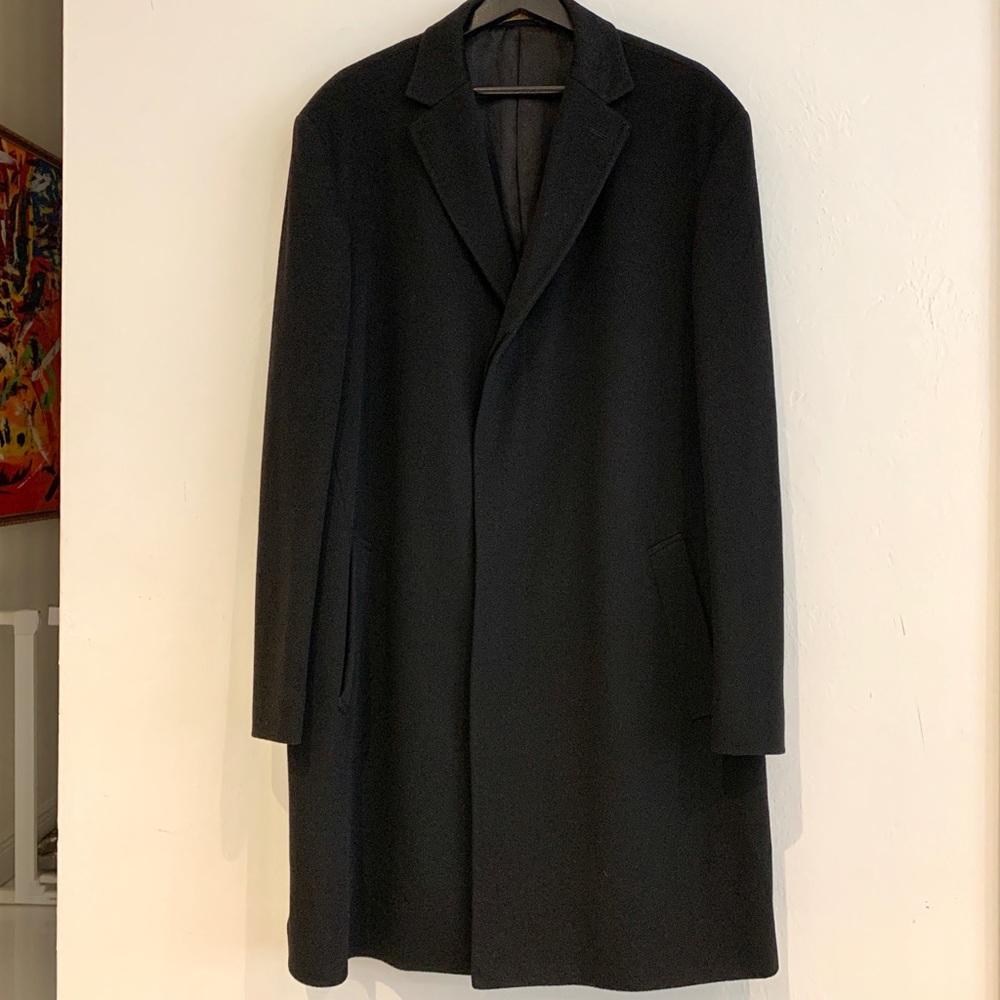 BLACK WOOL COAT BY BROOKS BROTHERS (44R)